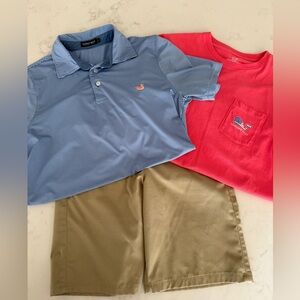 Boys Vineyard Vines T Shirt Southern Marsh Polo Under Armour Shorts 14 L XL